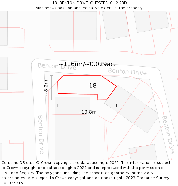 18, BENTON DRIVE, CHESTER, CH2 2RD: Plot and title map
