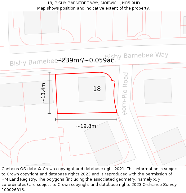 18, BISHY BARNEBEE WAY, NORWICH, NR5 9HD: Plot and title map