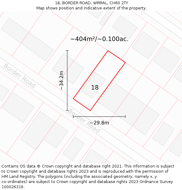 18, BORDER ROAD, WIRRAL, CH60 2TY: Plot and title map