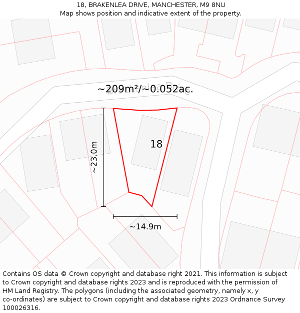 18, BRAKENLEA DRIVE, MANCHESTER, M9 8NU: Plot and title map