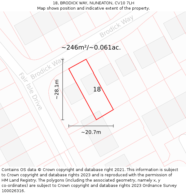 18, BRODICK WAY, NUNEATON, CV10 7LH: Plot and title map