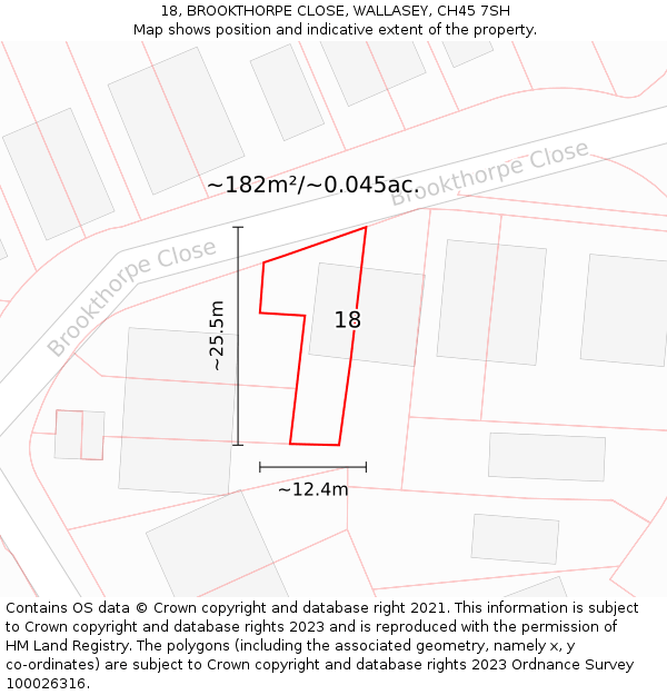 18, BROOKTHORPE CLOSE, WALLASEY, CH45 7SH: Plot and title map