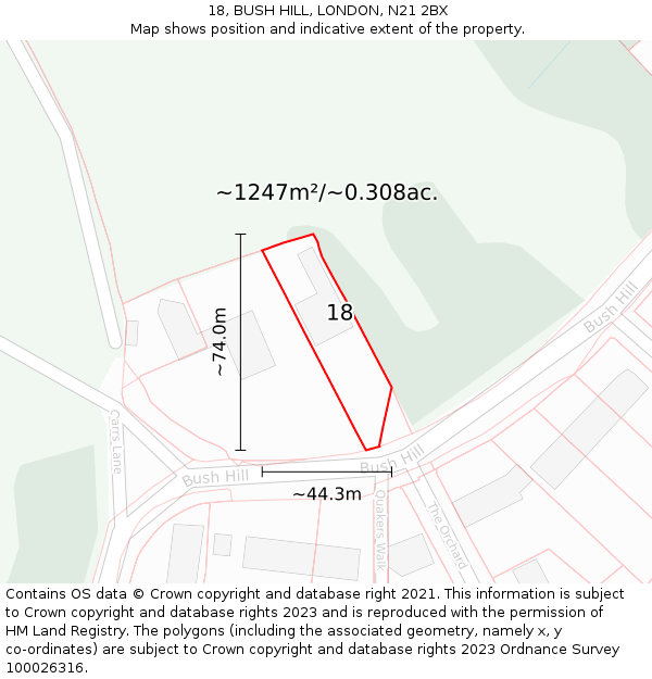 18, BUSH HILL, LONDON, N21 2BX: Plot and title map