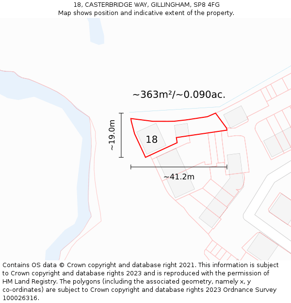 18, CASTERBRIDGE WAY, GILLINGHAM, SP8 4FG: Plot and title map