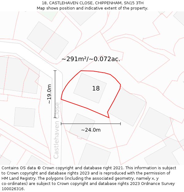 18, CASTLEHAVEN CLOSE, CHIPPENHAM, SN15 3TH: Plot and title map