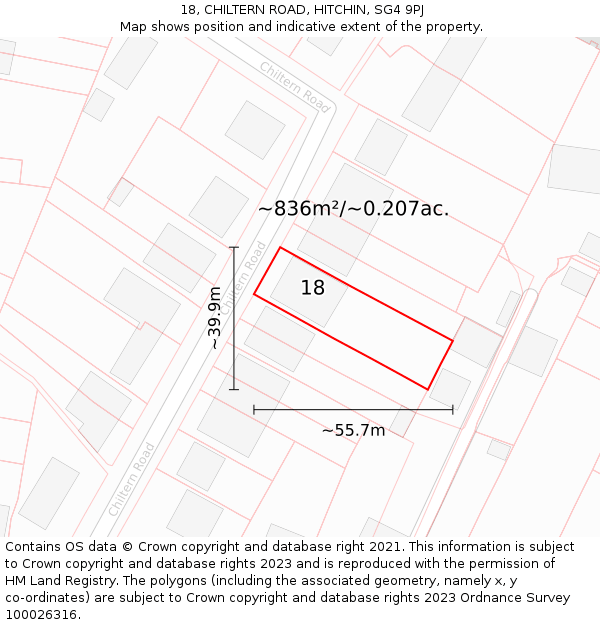 18, CHILTERN ROAD, HITCHIN, SG4 9PJ: Plot and title map