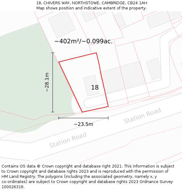 18, CHIVERS WAY, NORTHSTOWE, CAMBRIDGE, CB24 1AH: Plot and title map