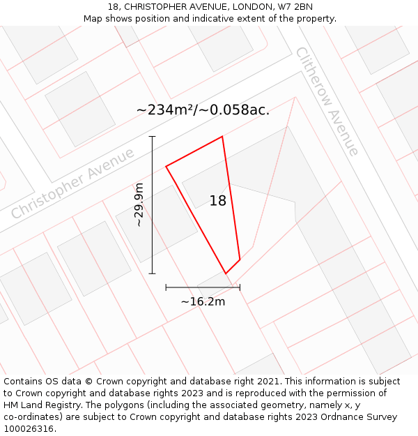 18, CHRISTOPHER AVENUE, LONDON, W7 2BN: Plot and title map