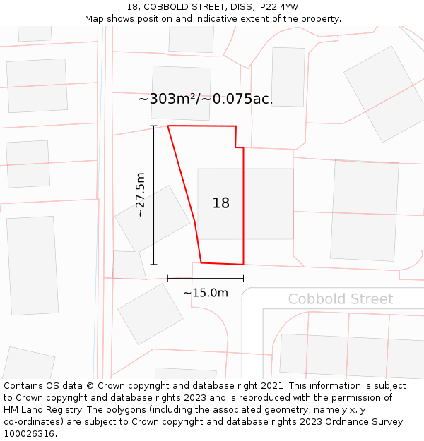 18, COBBOLD STREET, DISS, IP22 4YW: Plot and title map