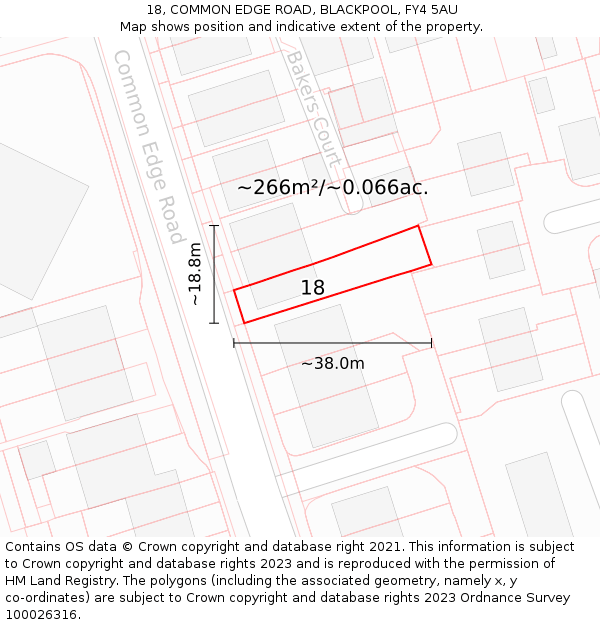 18, COMMON EDGE ROAD, BLACKPOOL, FY4 5AU: Plot and title map