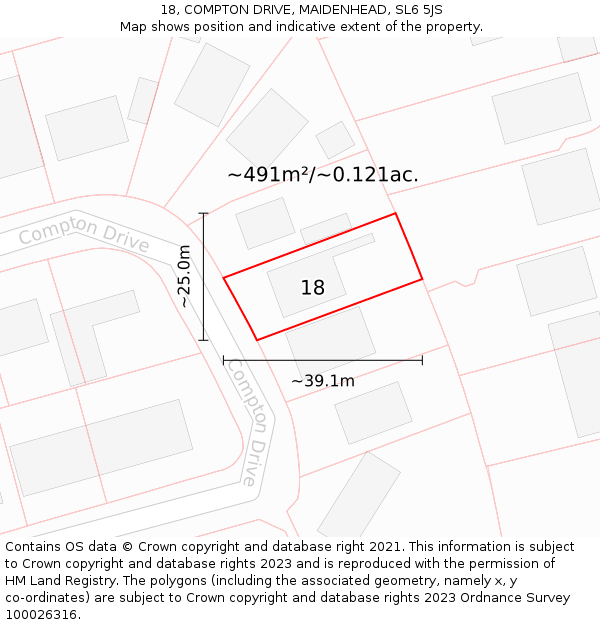 18, COMPTON DRIVE, MAIDENHEAD, SL6 5JS: Plot and title map