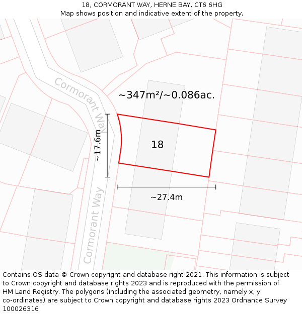 18, CORMORANT WAY, HERNE BAY, CT6 6HG: Plot and title map