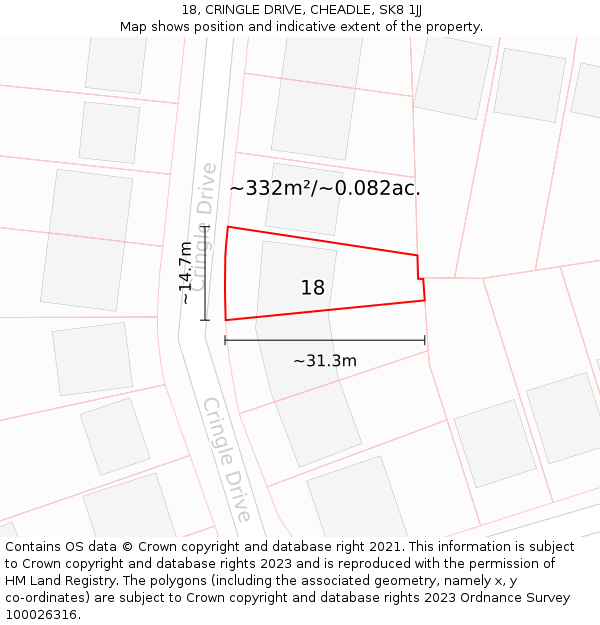 18, CRINGLE DRIVE, CHEADLE, SK8 1JJ: Plot and title map