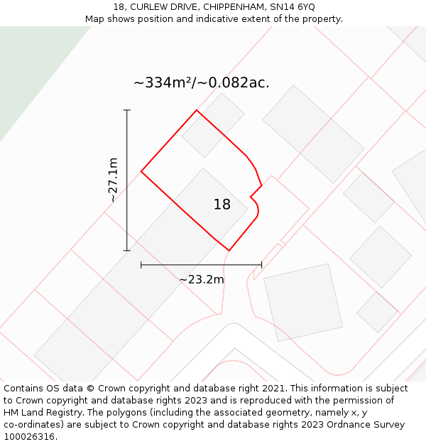 18, CURLEW DRIVE, CHIPPENHAM, SN14 6YQ: Plot and title map