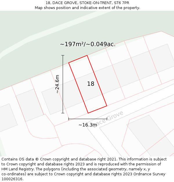 18, DACE GROVE, STOKE-ON-TRENT, ST6 7PR: Plot and title map