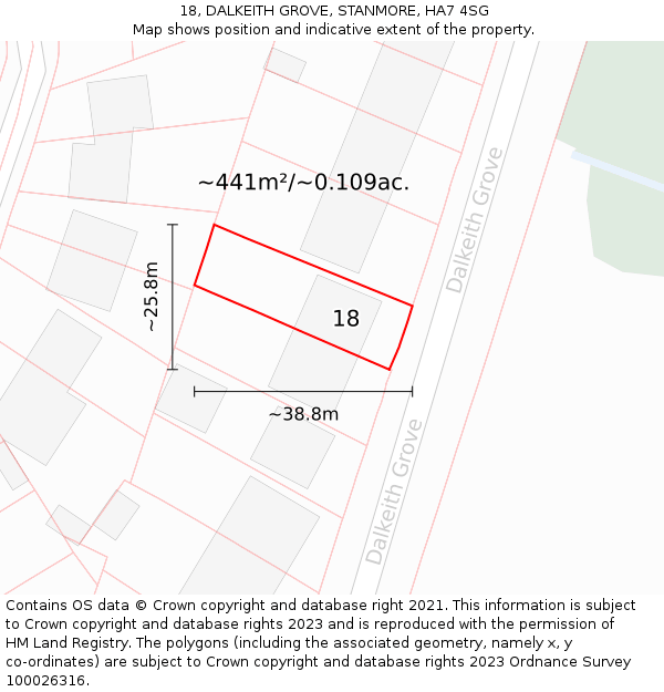18, DALKEITH GROVE, STANMORE, HA7 4SG: Plot and title map