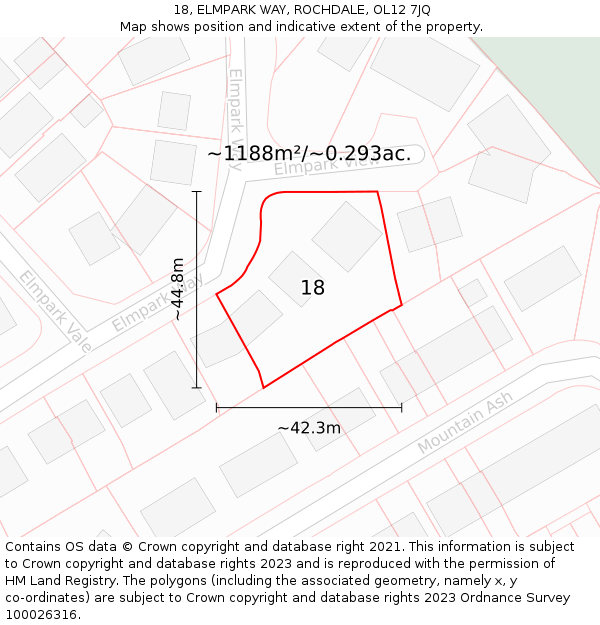 18, ELMPARK WAY, ROCHDALE, OL12 7JQ: Plot and title map