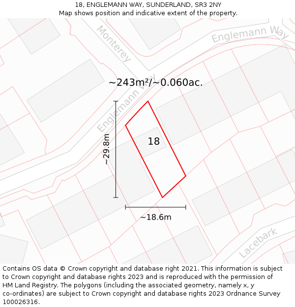 18, ENGLEMANN WAY, SUNDERLAND, SR3 2NY: Plot and title map