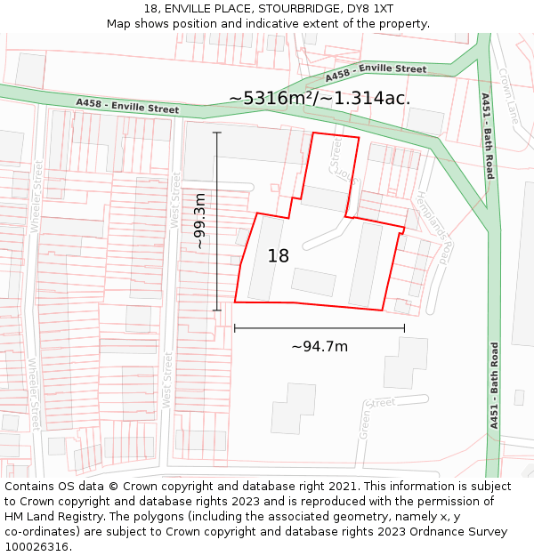 18, ENVILLE PLACE, STOURBRIDGE, DY8 1XT: Plot and title map