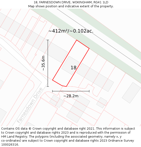 18, FARNESDOWN DRIVE, WOKINGHAM, RG41 1LD: Plot and title map