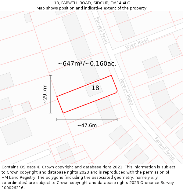18, FARWELL ROAD, SIDCUP, DA14 4LG: Plot and title map