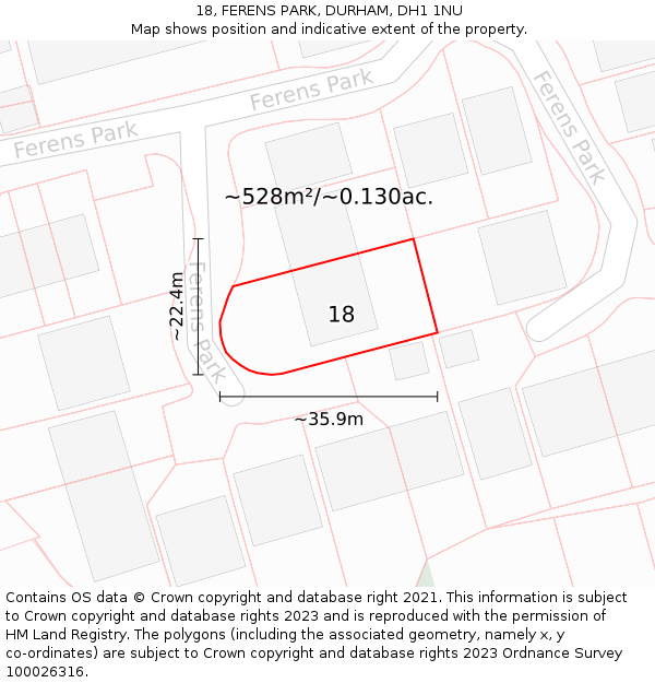 18, FERENS PARK, DURHAM, DH1 1NU: Plot and title map