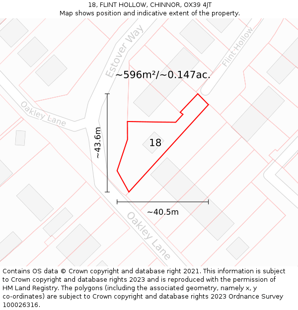 18, FLINT HOLLOW, CHINNOR, OX39 4JT: Plot and title map