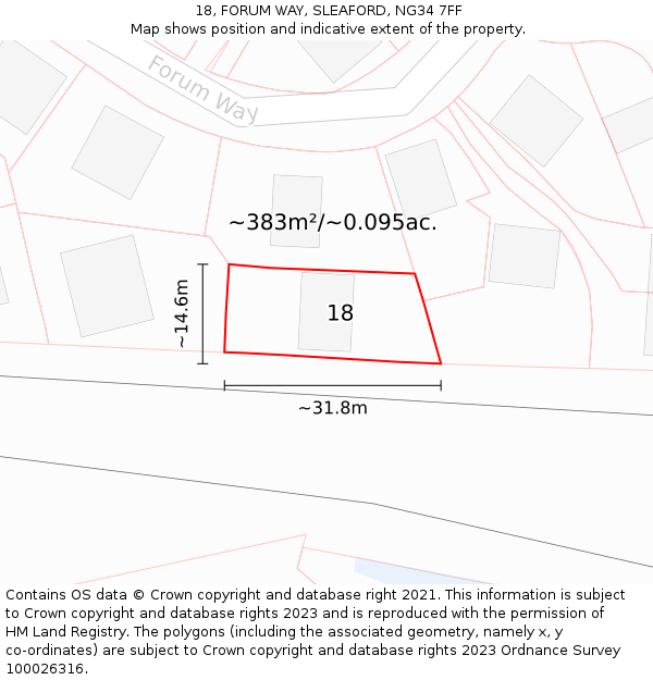 18, FORUM WAY, SLEAFORD, NG34 7FF: Plot and title map