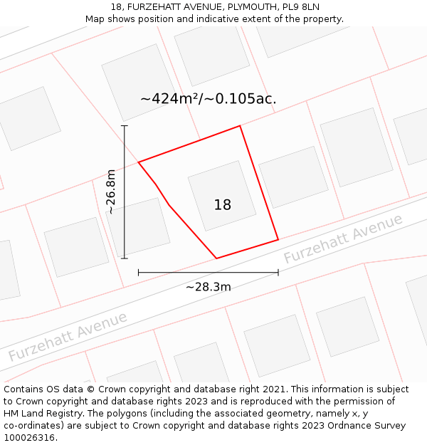 18, FURZEHATT AVENUE, PLYMOUTH, PL9 8LN: Plot and title map