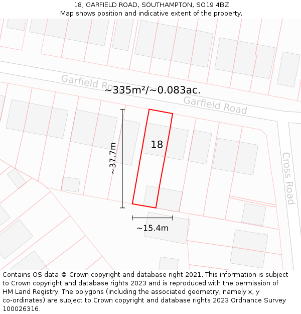 18, GARFIELD ROAD, SOUTHAMPTON, SO19 4BZ: Plot and title map