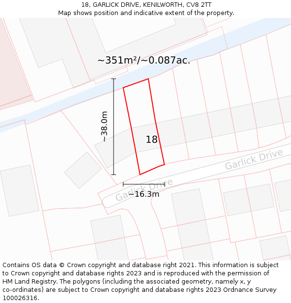 18, GARLICK DRIVE, KENILWORTH, CV8 2TT: Plot and title map