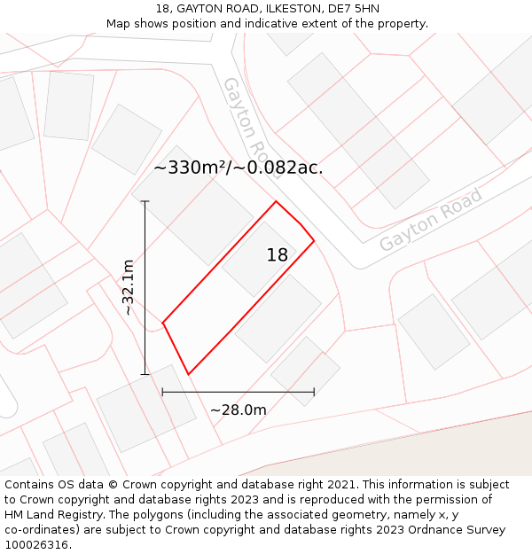 18, GAYTON ROAD, ILKESTON, DE7 5HN: Plot and title map