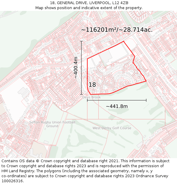 18, GENERAL DRIVE, LIVERPOOL, L12 4ZB: Plot and title map
