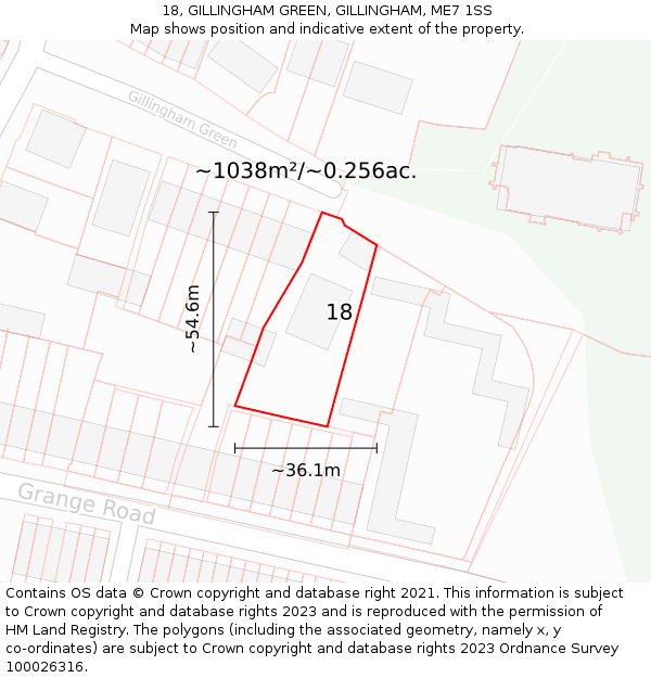 18, GILLINGHAM GREEN, GILLINGHAM, ME7 1SS: Plot and title map