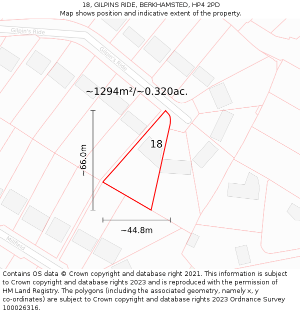 18, GILPINS RIDE, BERKHAMSTED, HP4 2PD: Plot and title map