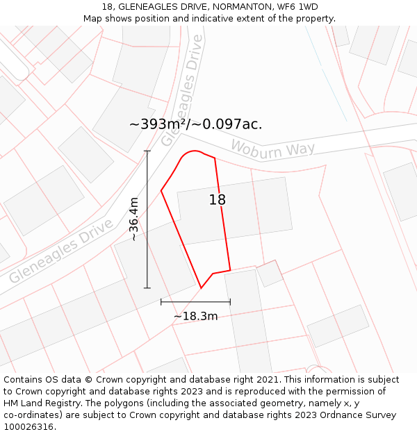 18, GLENEAGLES DRIVE, NORMANTON, WF6 1WD: Plot and title map