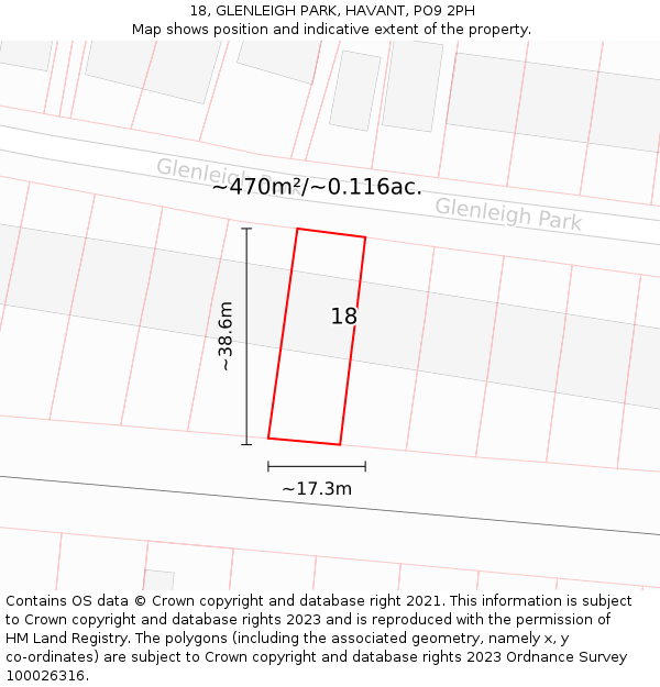 18, GLENLEIGH PARK, HAVANT, PO9 2PH: Plot and title map