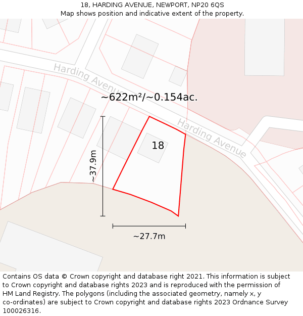 18, HARDING AVENUE, NEWPORT, NP20 6QS: Plot and title map