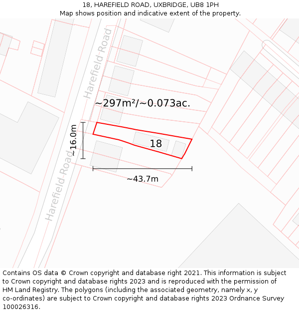 18, HAREFIELD ROAD, UXBRIDGE, UB8 1PH: Plot and title map