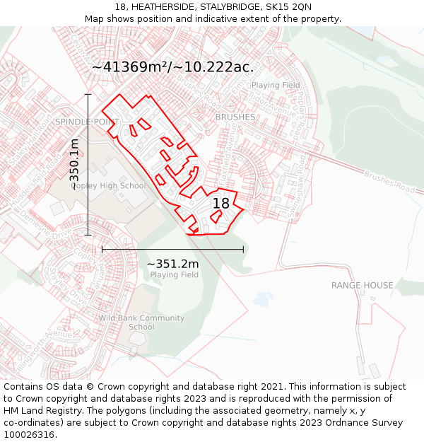18, HEATHERSIDE, STALYBRIDGE, SK15 2QN: Plot and title map
