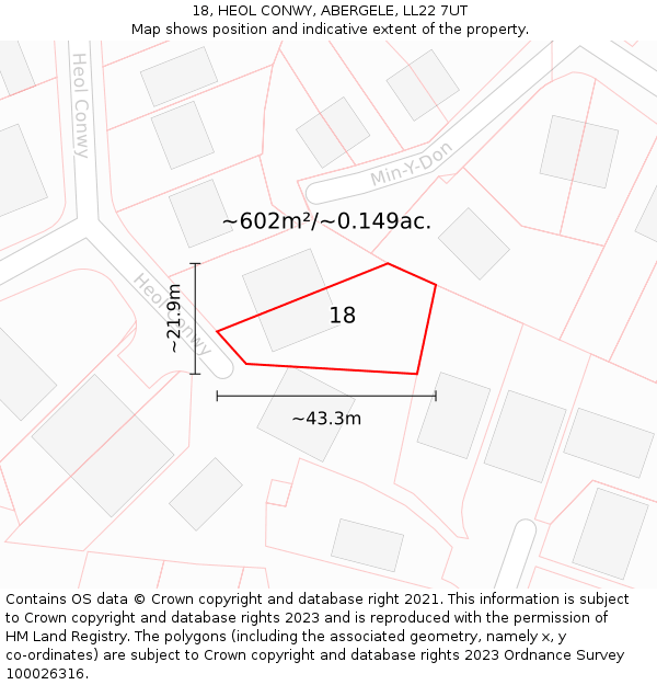 18, HEOL CONWY, ABERGELE, LL22 7UT: Plot and title map