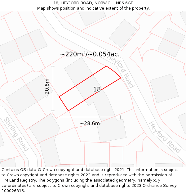 18, HEYFORD ROAD, NORWICH, NR6 6GB: Plot and title map