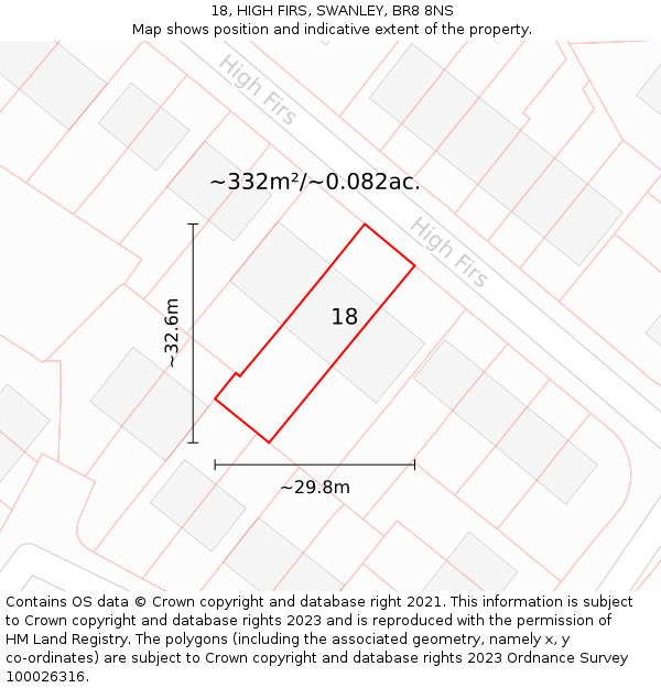 18, HIGH FIRS, SWANLEY, BR8 8NS: Plot and title map