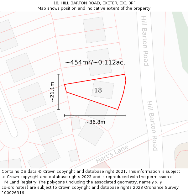 18, HILL BARTON ROAD, EXETER, EX1 3PF: Plot and title map