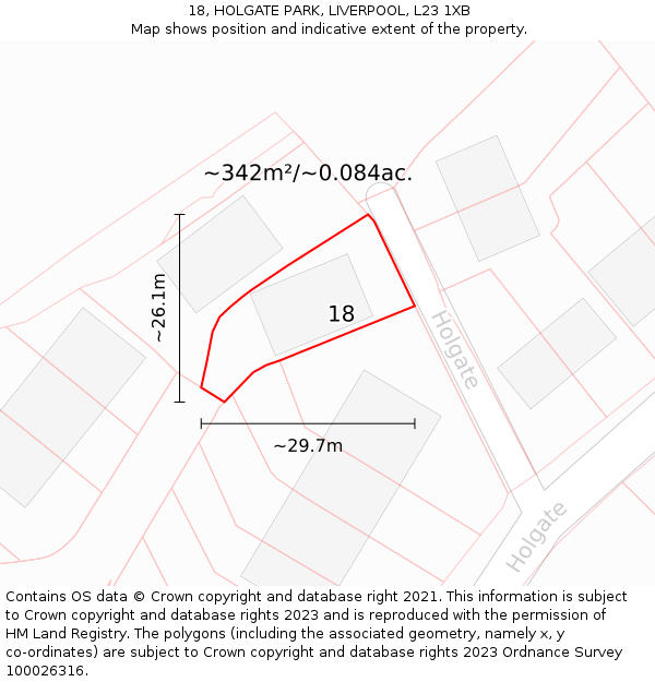 18, HOLGATE PARK, LIVERPOOL, L23 1XB: Plot and title map