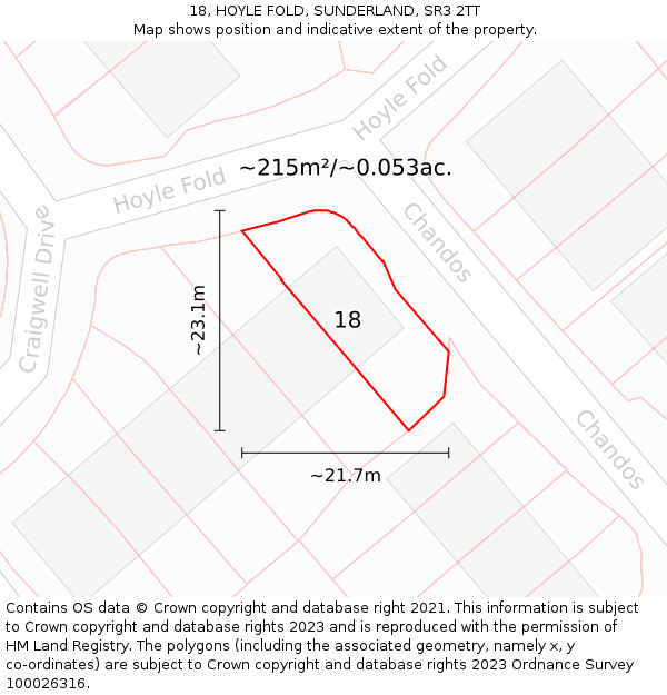 18, HOYLE FOLD, SUNDERLAND, SR3 2TT: Plot and title map