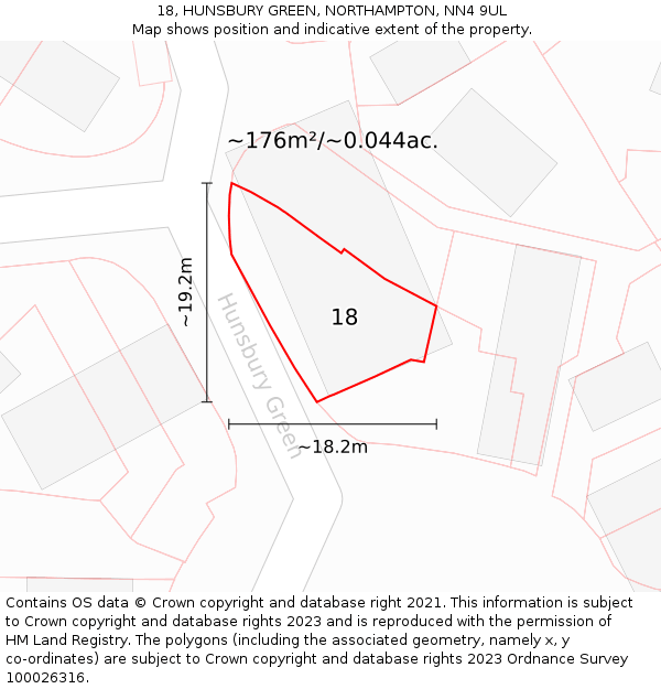 18, HUNSBURY GREEN, NORTHAMPTON, NN4 9UL: Plot and title map