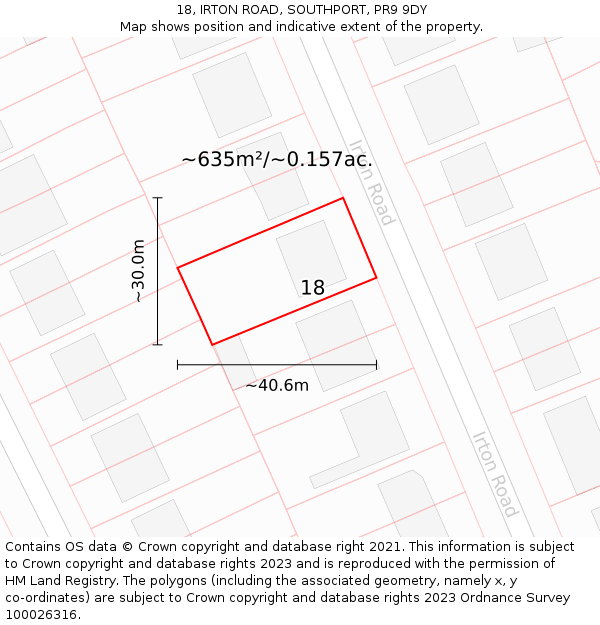 18, IRTON ROAD, SOUTHPORT, PR9 9DY: Plot and title map