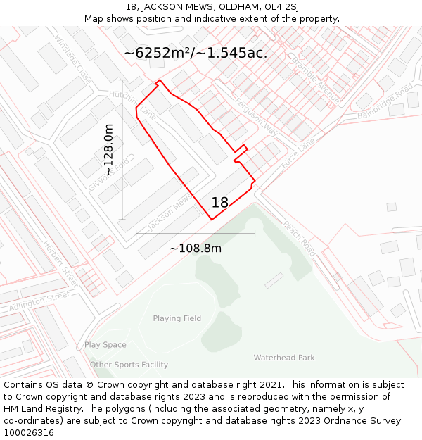 18, JACKSON MEWS, OLDHAM, OL4 2SJ: Plot and title map