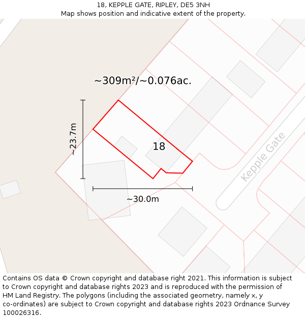 18, KEPPLE GATE, RIPLEY, DE5 3NH: Plot and title map